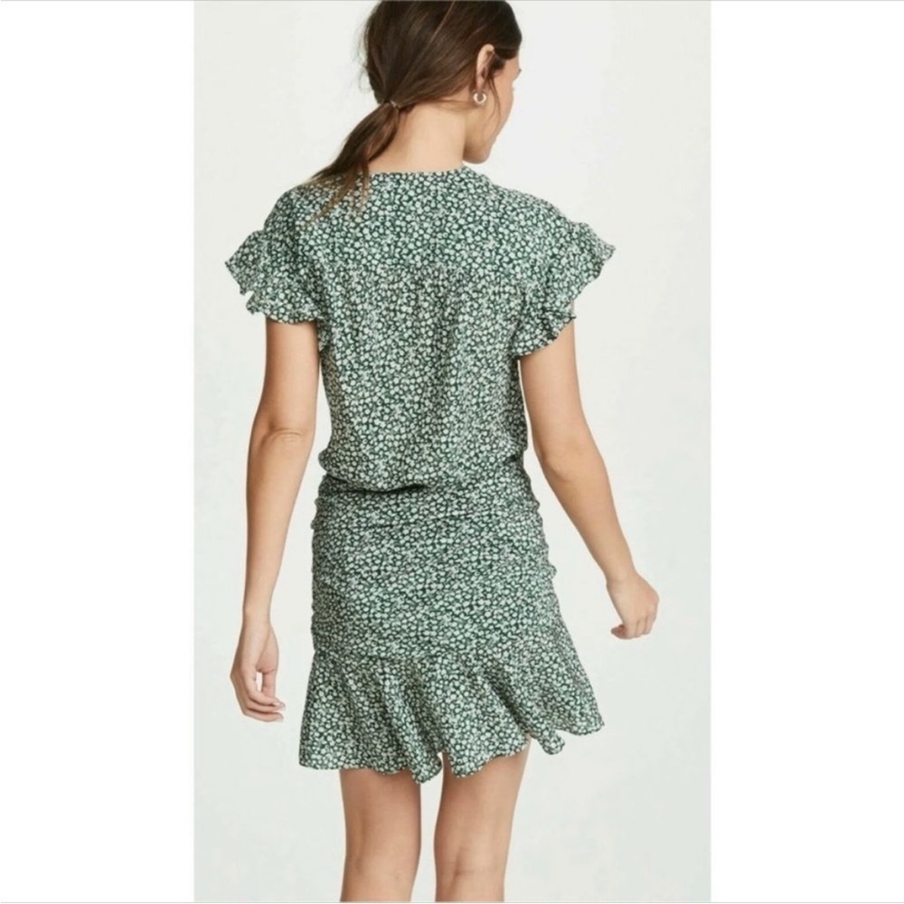 Veronica Beard Silk Marla Floral Ruffle Mini Dress in Green Women’s Size 0 - Picture 2 of 16